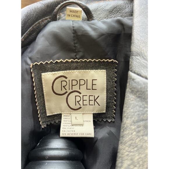 CRIPPLE CREEK Studded Leather Jacket Sz L Western Cowgirl Biker - Picture 10 of 11